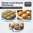 thumbnail image 5 of 12-Cup Nonstick Muffin Pan Set of 2 — Carbon Steel Cupcake Trays for Brownies, Egg Bites & Standard Baking, Nesting Design, 5 of 9