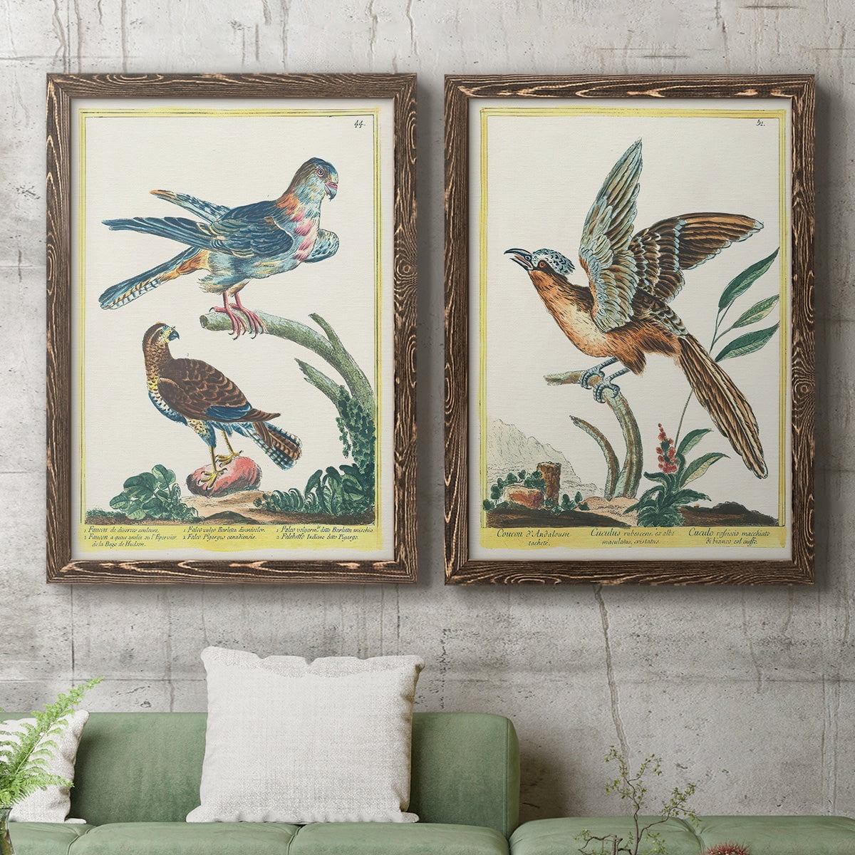 Pastel Birds III - Premium Framed Canvas 2 Piece Set - Ready to Hang