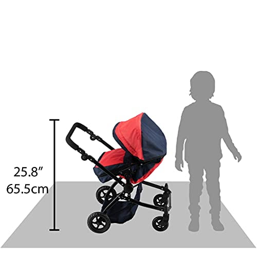 Double Doll Stroller for Twin Baby Dolls Convertible Seat Toy Stroller for Toddlers 3 Years and up Adjustable Handle with Storage Basket Red Design for Kids Walmart