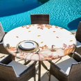 thumbnail image 6 of Fall Pumpkins Round Tablecloth, Fitted Table Cover with Elastic for 55"-60" Round Tables, Thanksgiving Autumn Wildflowers Rustic Leaves Table Cloth Outdoor Indoor Dinning Party Waterproof Tablecloths, 6 of 7
