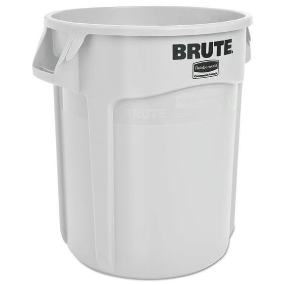 Round Brute Container, Plastic, 20 Gal, White | Bundle of 5