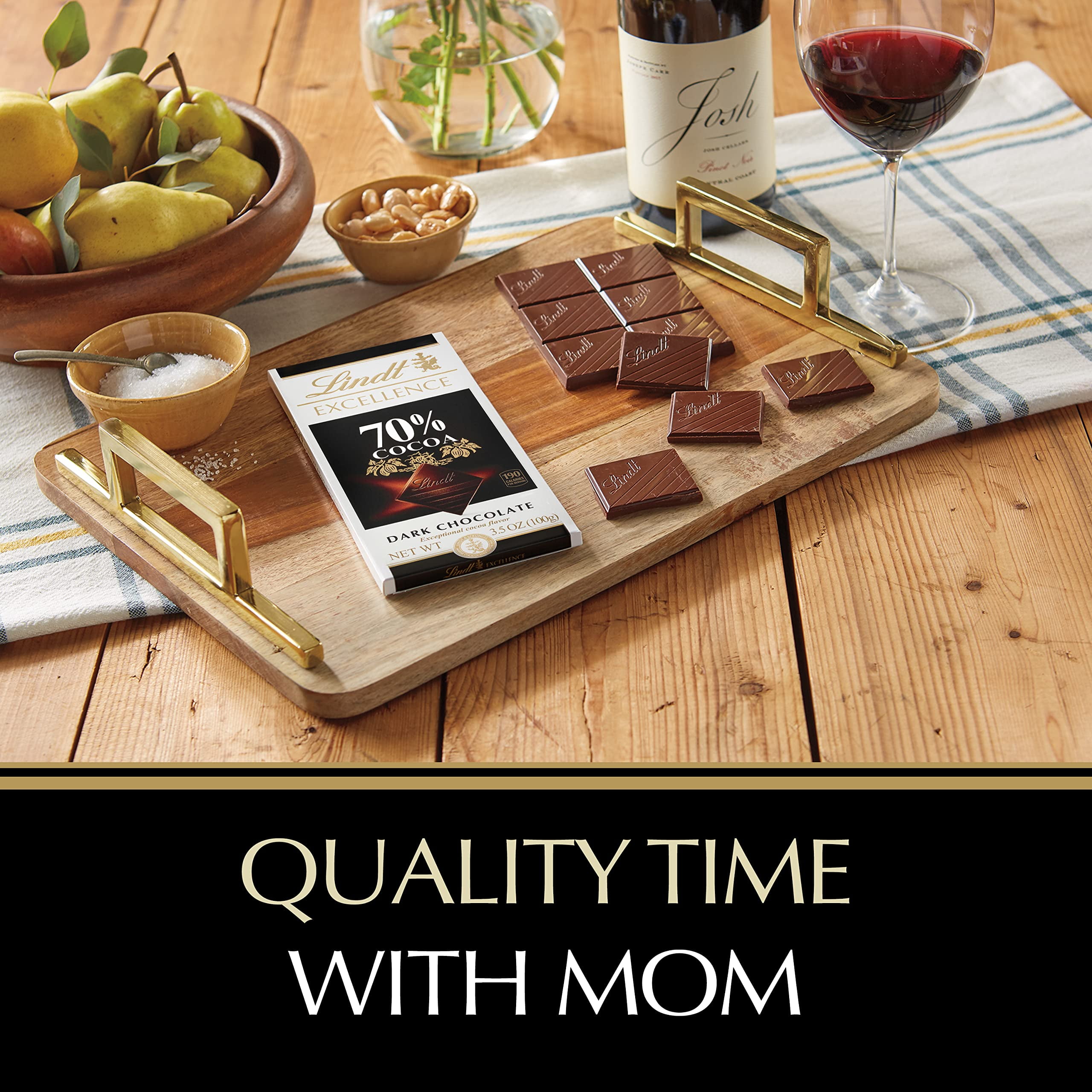 Lindt Excellence Bar, 70% Cocoa Smooth Dark Chocolate, Gluten Free, Great for Holiday Gifting, 3.5 Ounce (Pack of 12)