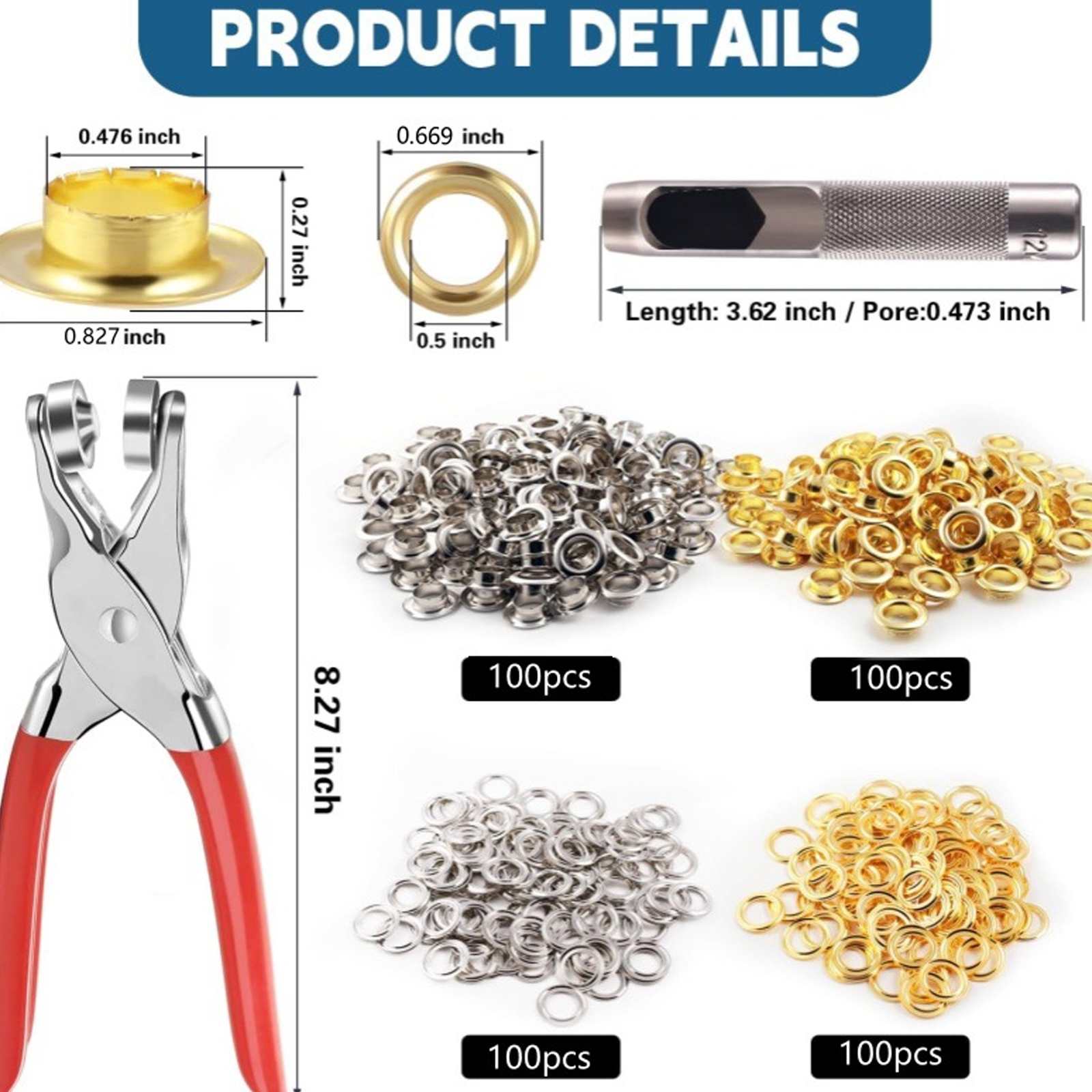 200pcs Vintage Iron Eyelets With Floral Design & Setting Tool For Leather Craft Projects 12mm