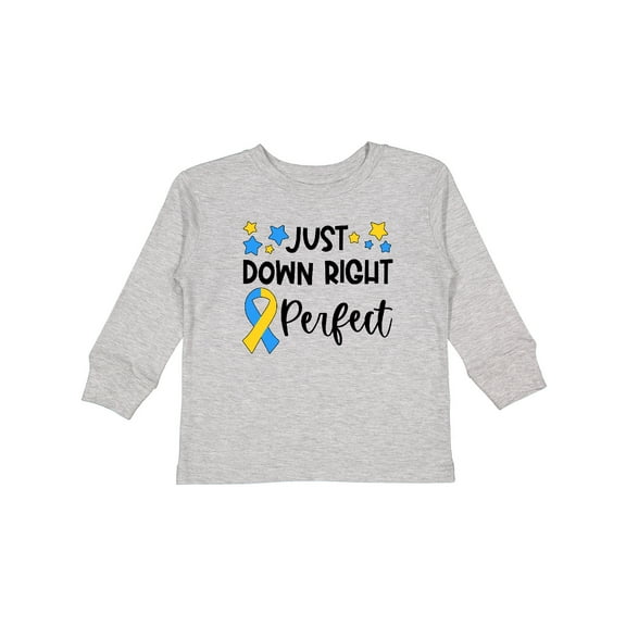 Inktastic Just Down Right Perfect Down Syndrome Awareness Ribbon Boys or Girls Long Sleeve Toddler T-Shirt