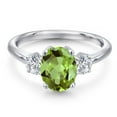 thumbnail image 3 of Gem Stone King 925 Sterling Silver Green Peridot and Lab Grown Diamond Engagement Ring for Women | 2.64 Cttw | Oval 9X7MM | Gemstone August Birthstone | Size 8, 3 of 6