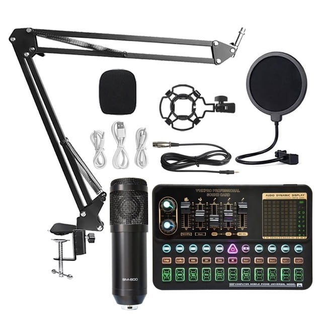 Professional Audio V8 Sound Card Set Mic Studio Condenser Microphone For Podcast Recording Live Streaming