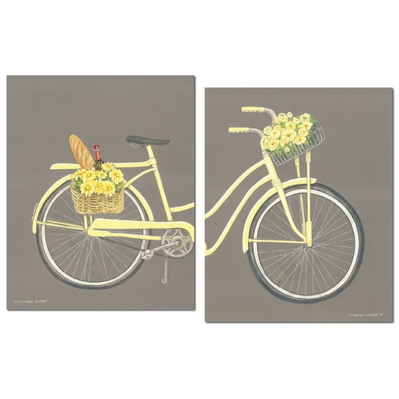 Old Fashion Yellow Bicycle Adult/Teen Decor; 2 - 11" x 14" Unframed Posters