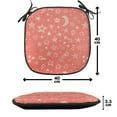 thumbnail image 4 of Star Chair Seating Cushion Set of 4, Moon and Stars Theme Pattern Starry Night Shooting Stars Space Galaxy Style, Seat Pads for Office with Anti-slip Backing, 16"x16", Coral White, by Ambesonne, 4 of 7