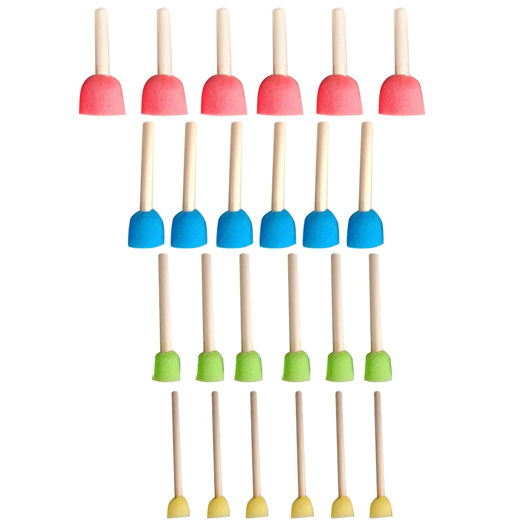 DALX 24pcs/set Painting Brushes Sponge Wooden Handle Painting Stamps