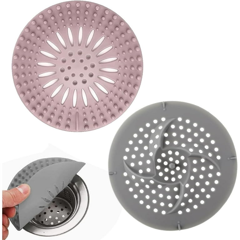 2pcs Shower Drain Cover, Easy to Clean and Install Shower Drain Cover, Drain Hair Catcher with Suction Cup, Shower Drain Protector Cover for Kitchen