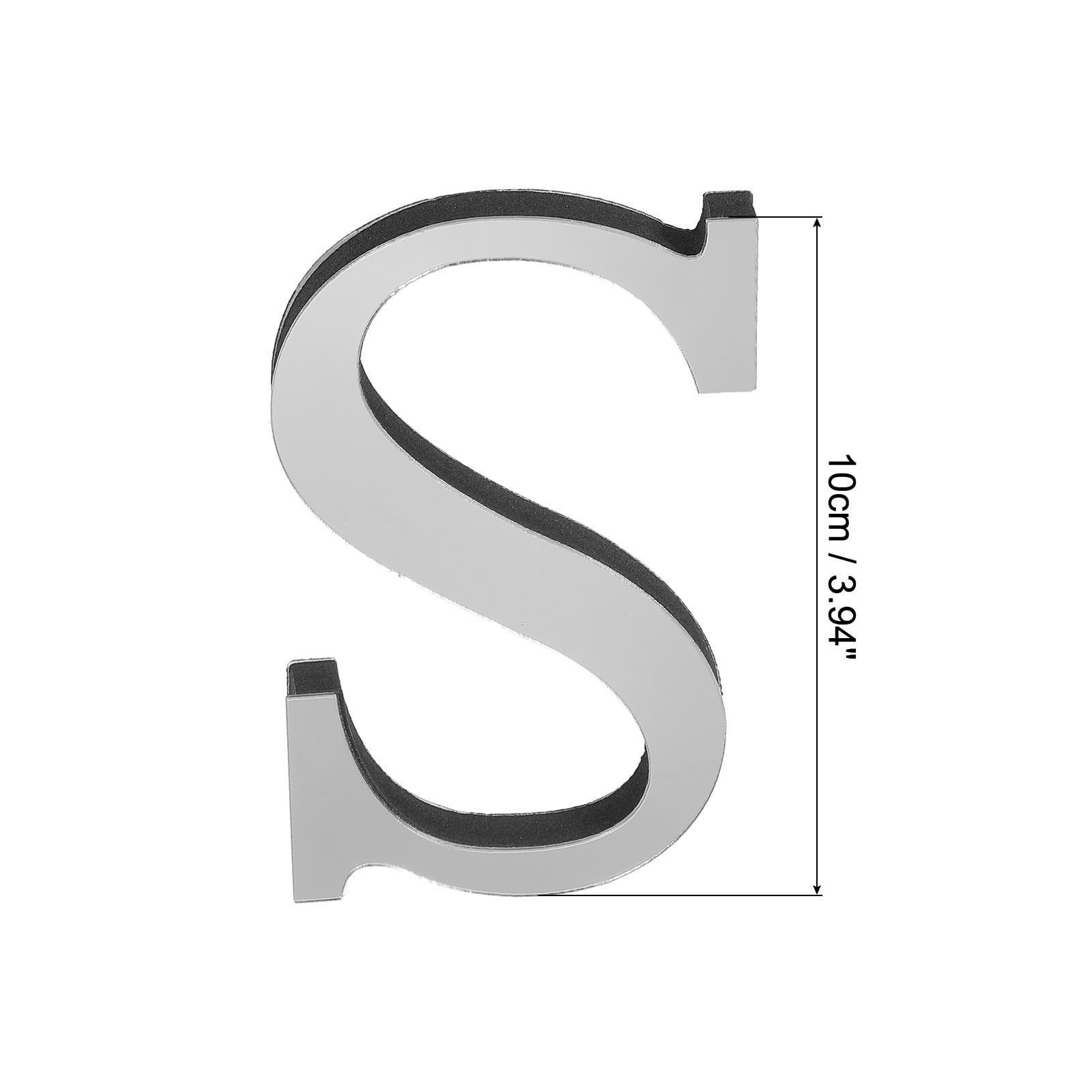 Unique Bargains 3D Acrylic Alphabet Mirror Wall Stickers Letter Sign Silver S Shape