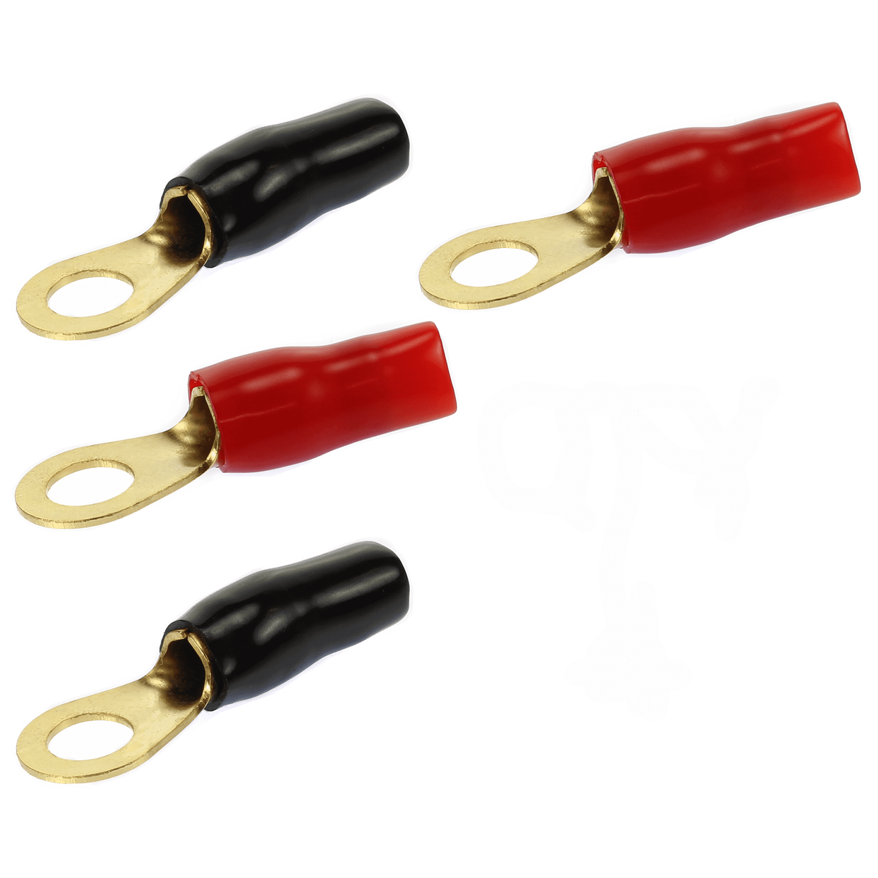 4 Gauge GOLD Ring Terminals 20 Pack AWG Wire Crimp RED BLACK 5/16" Hole Contact 