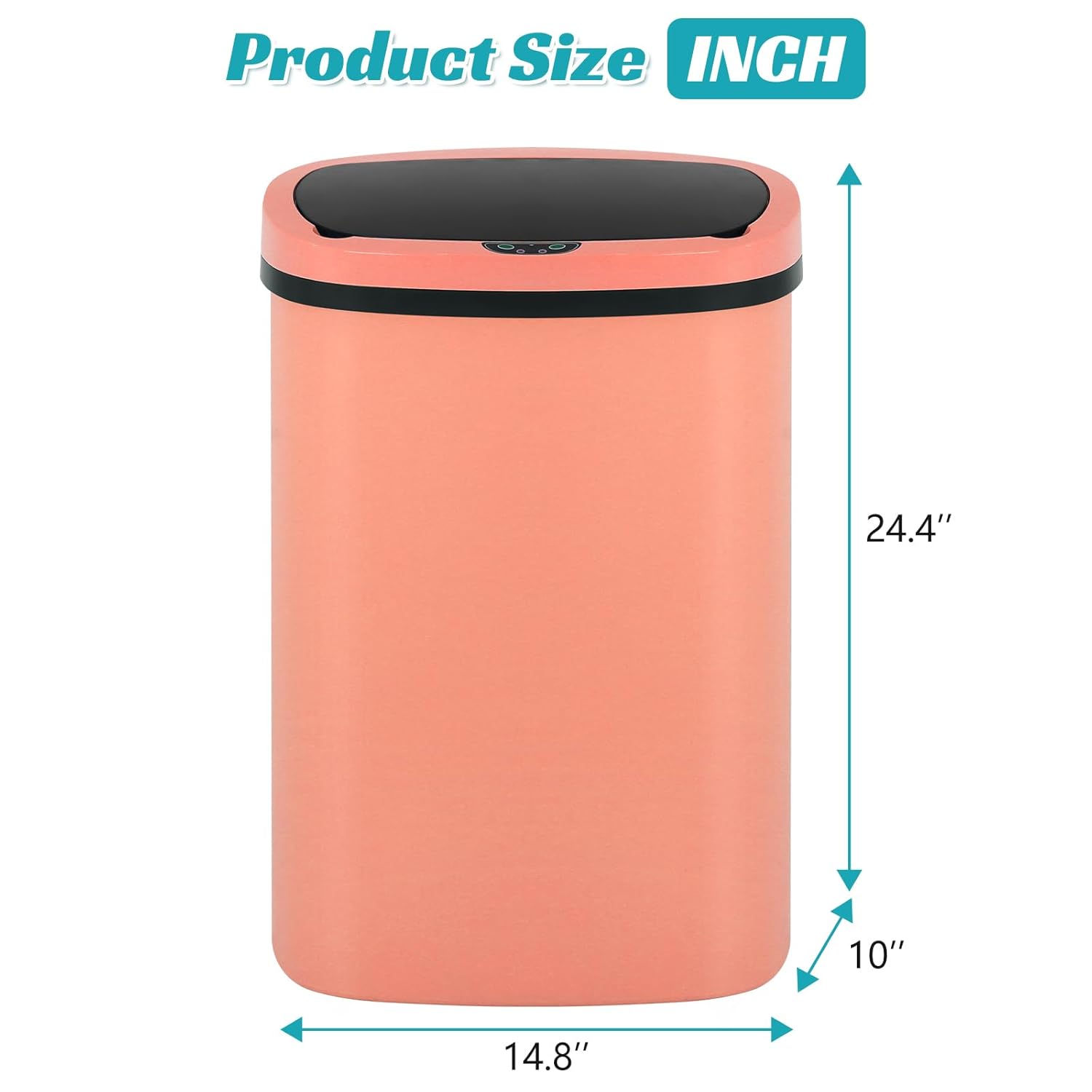Dkelincs 13 Gallon Automatic Trash Can with Motion Sensor 49L Touchless Kitchen Garbage Can with Removable Lid, Waterproof for Home Bathroom, Pink