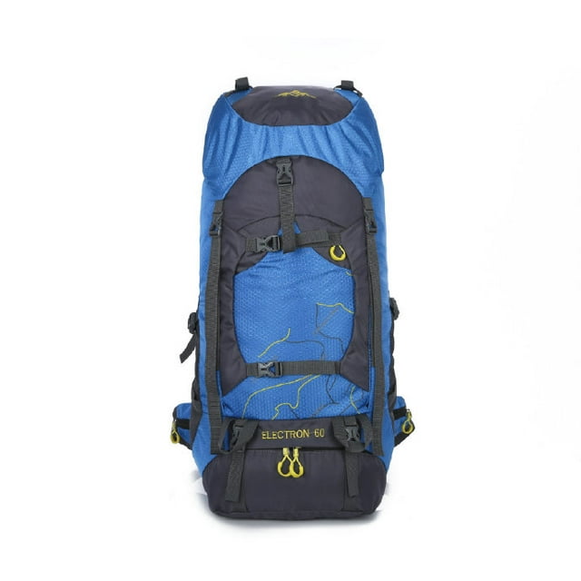 Sac de Randonnée à Cadre Grande Capacité 60 L Sac à Dos de Sport de Voyage Multifonction Ultraléger Déperlant pour Sac à Dos, Randonnée, Camping (27*12*10,3 Pouces) Bleu