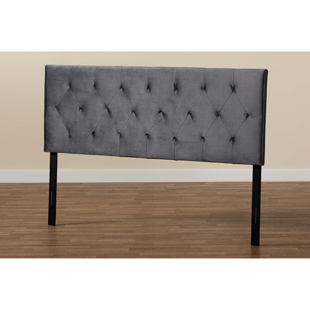 Baxton Studio Felix Modern and Contemporary Grey Velvet Fabric Upholstered Queen Size Headboard,Wholesale Interiors