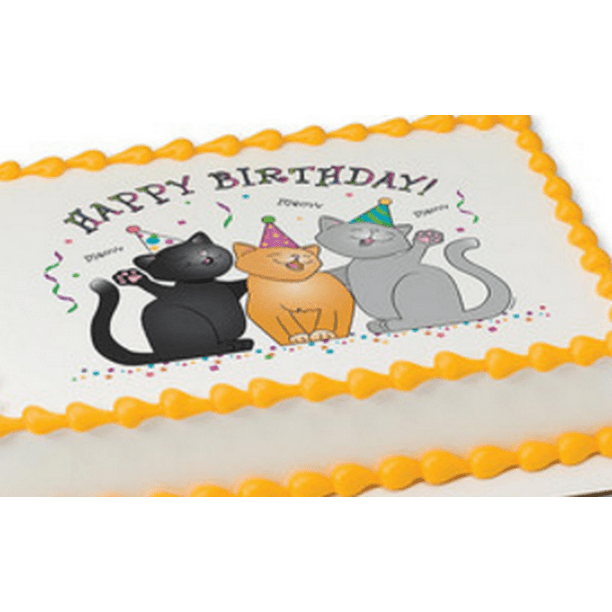 Birthday Cats Edible Extra Large 8 x 10 Cake Decoration Topper Image -  