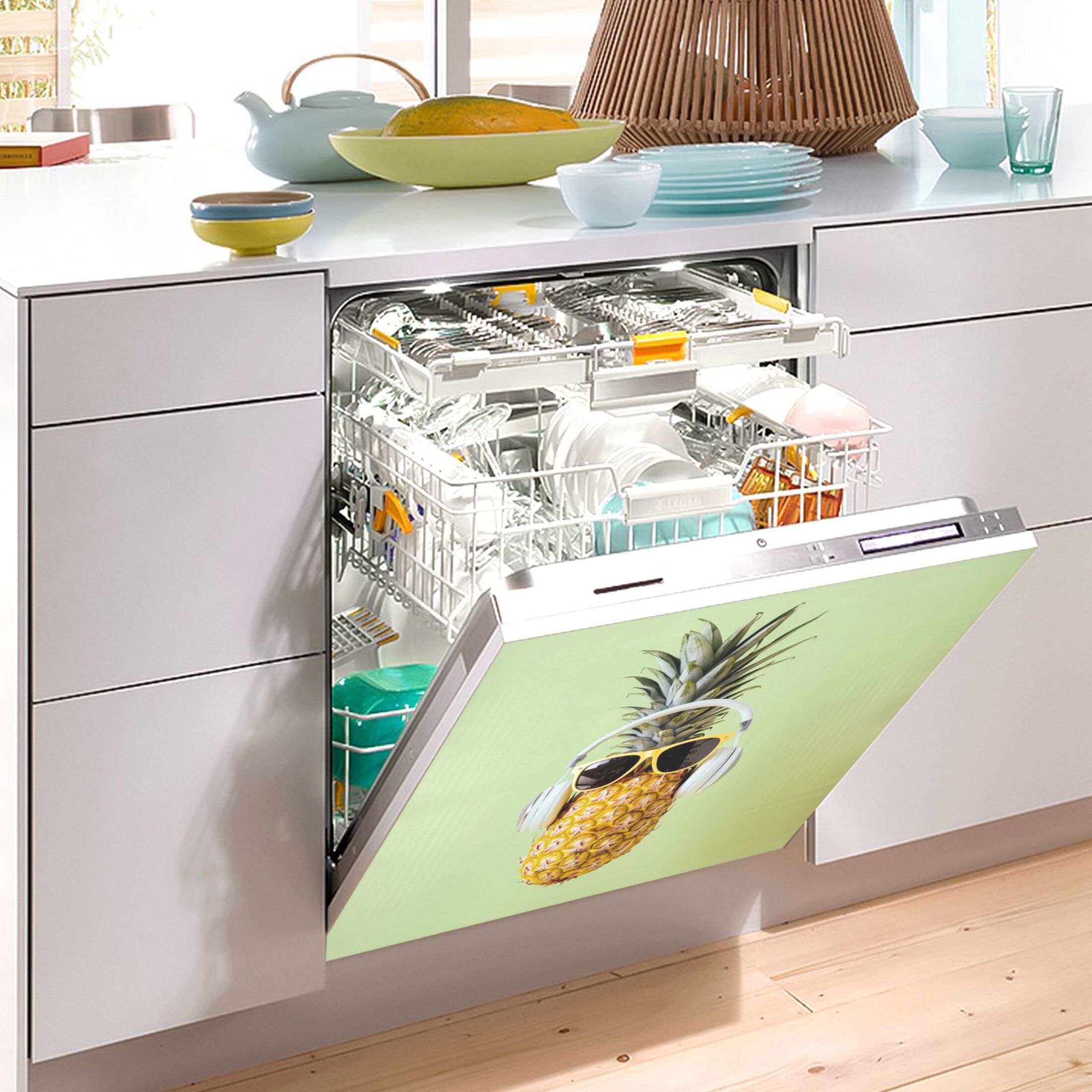 Dishwasher Magnetic Sticker 23x26 Inch Refrigerator Magnetic Sticker Washing Machine Magnetic Sticker Kitchen Panel Magnetic Sticker Home Decor Cool Sunglasses Pineapple