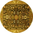 thumbnail image 1 of Ahgly Company Machine Washable Indoor Round Oriental Yellow Industrial Area Rugs, 3' Round, 1 of 4