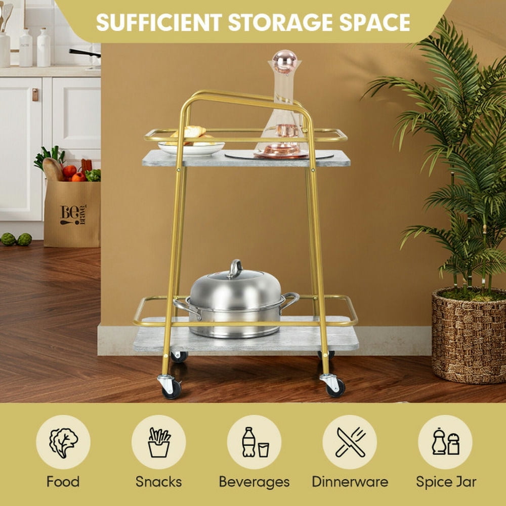 Finihen Rolling Cart, Kitchen Island Cart, 2-tier Kitchen Rolling Cart with Steel Frame and Lockable Casters, for Kitchen, Dining Room, Gray Finihen Rolling Cart, Kitchen Island Cart, 2-tier Kitchen Rolling Cart with Steel Frame and Lockable Casters, for Kitchen, Dining Room, Gray