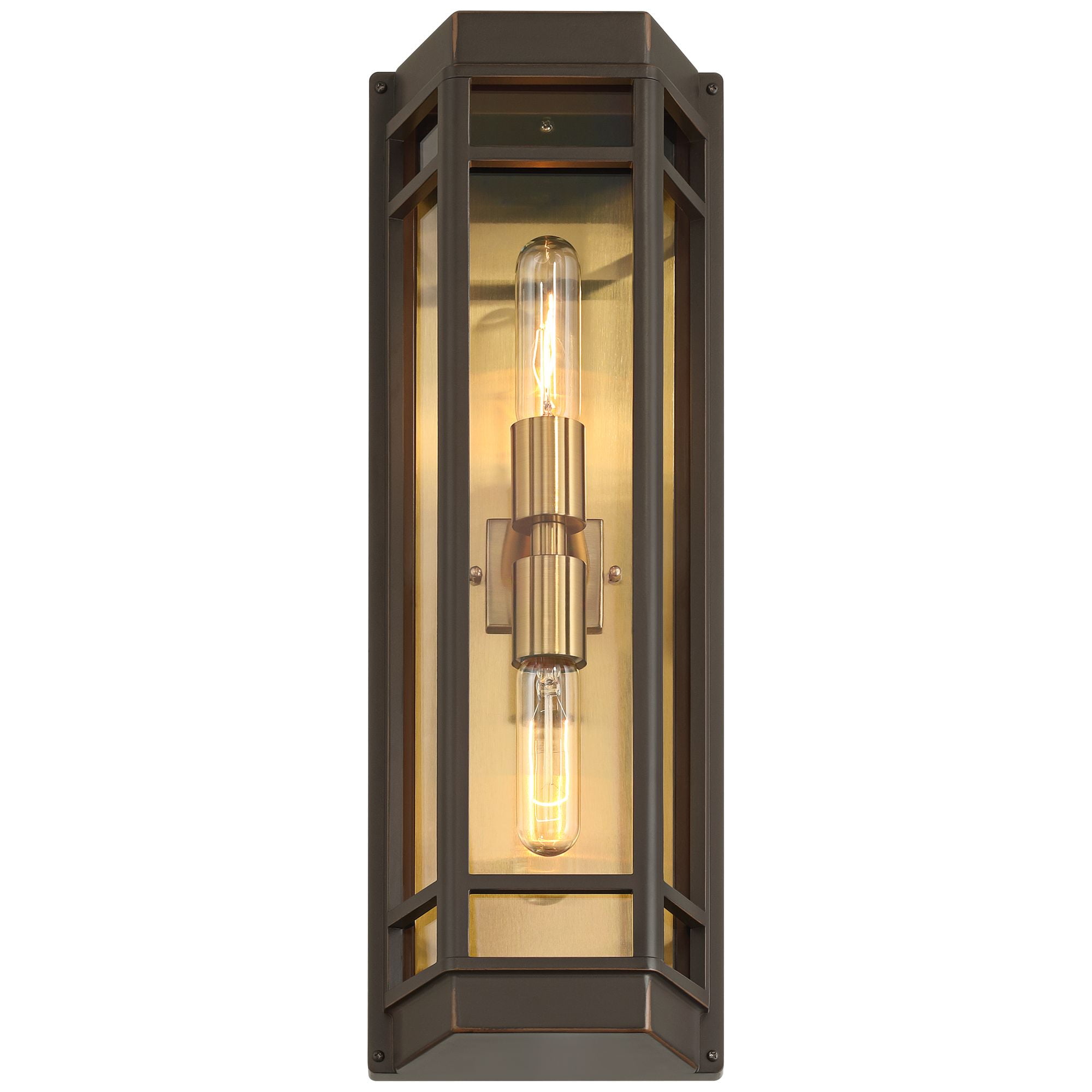 John Timberland Catie 21" High Modern 2-Light Outdoor Wall Light Fixture Mount Porch House Sand Bronze and Brass Finish Aluminum