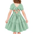 thumbnail image 1 of Vestido Arshiner para niñas, verano, manga abullonada, cuello cuadrado, tallas 10-12, 1 of 6