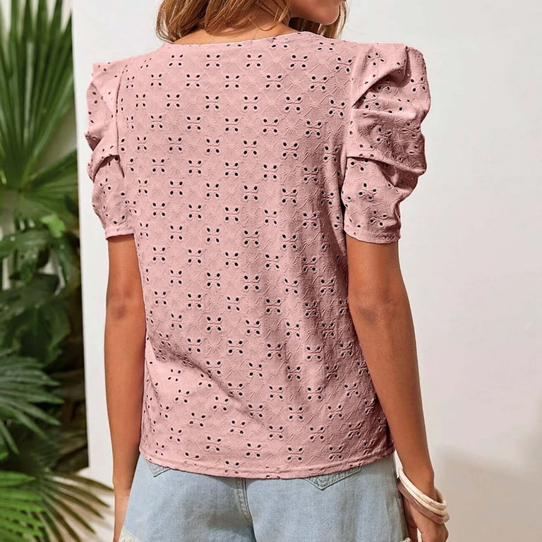 Big Polka Dot Pattern Women's T-Shirt Short Sleeve Crewneck Classic-Fit  Casual T-Shirts at  Women's Clothing store