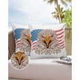thumbnail image 6 of Pack of 2 Outdoor Pillow Covers, Rustic Vintage Wood Grain Board Brown American Flag and Eagle White Waterproof Square Throw Pillowcase Cushion Decorative Pillow Covers for Couch Patio Tent, 24x24 in, 6 of 6