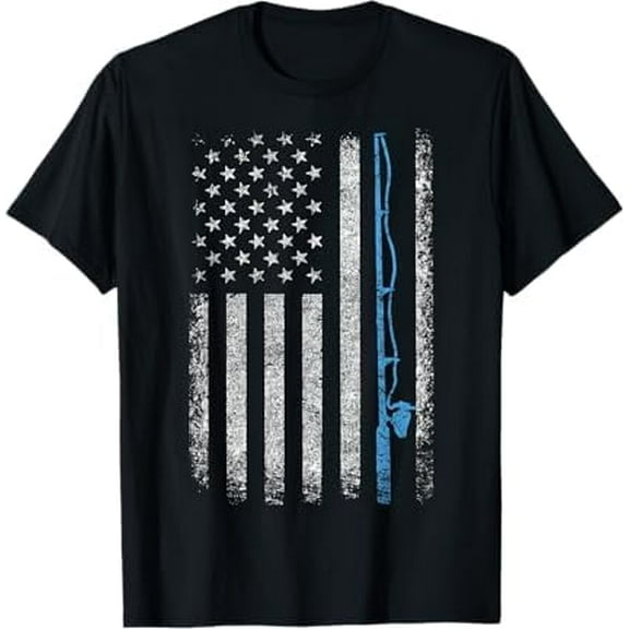 Vintage American Flag Fishing Rod T-Shirt,Fisherman Fishing Lover Gifts Tee Funny Bass Fishing Unisex Pure Cotton Shirt