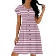 thumbnail image 3 of LIaqionyy Womens Dresses V Neck Short Sleeve Button down Sundress Summer Fashion Beach Vacation Dress with Pocket, 3 of 7