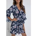 thumbnail image 6 of SHOPESSA Women's Plus Size Dresses Casual Spring Summer Dresses V Neck Short Sleeve Ruffle Floral Flowy Boho Mini Short Beach Dress, 6 of 8
