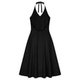 thumbnail image 4 of Gamivast Dresses for Women Linen Halter V-Neck Sleeveless Maxi Dress with Pockets Casual Loose Fit Button Front Summer Beach Vacation Dress Black S, 4 of 7