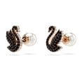 thumbnail image 3 of Pendientes con forma de cisne de Swarovski con cristales negros y perlas de oro rosa, 3 of 5