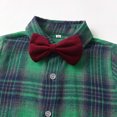 thumbnail image 5 of hotojiny Toddler Boys 3 Piece Plaid Outfit Long Sleeve Button down Shirt Adjustable Suspender Pants with Bow Tie Set Kids Christmas(Green,6-12 Months), 5 of 9