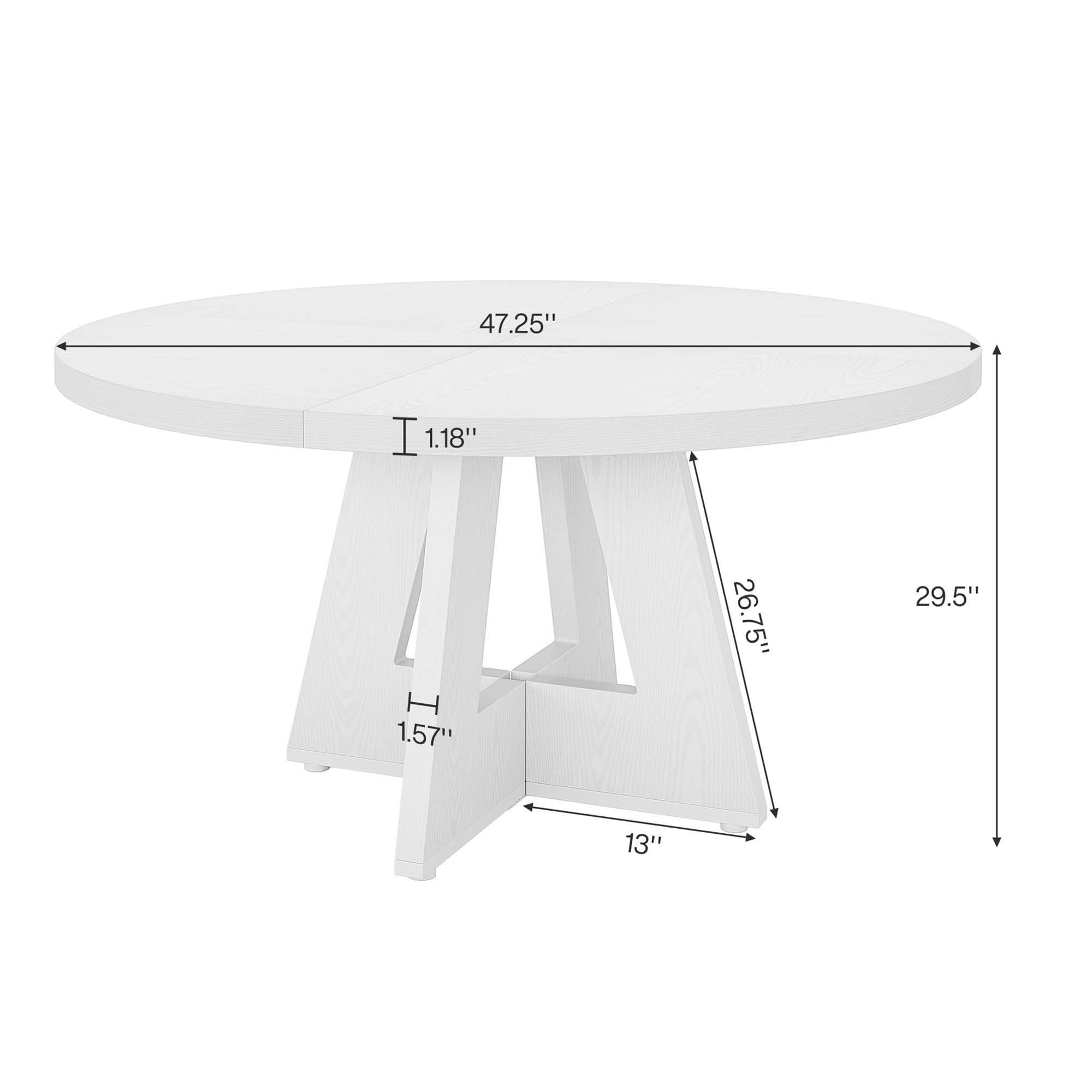 MAYEERTY 47 Inch Round Farmhouse Dining Table, MDF Top Metal Frame Kitchen Table Seats 4 for Home