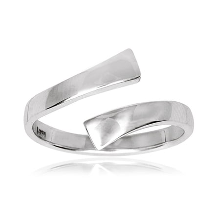 Jewelryweb 925 Sterling Silver Polished Bypass Adjustable toe ring (10mm X 15mm) toe ring for Women