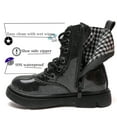 thumbnail image 2 of DADAWEN Boys Girls Combat Boots Toddler Ankle Boots Glossy Black 12 Little Kid, 2 of 6