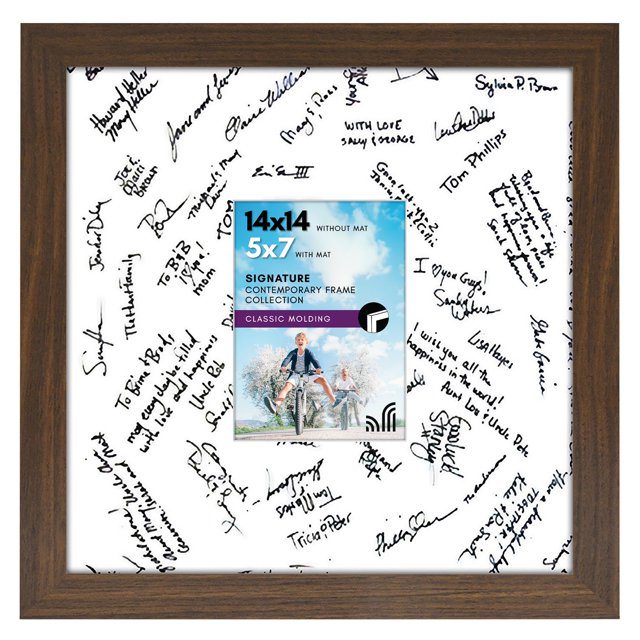 Marco para firmas de boda, americano, plano, nogal, 14 x 14 cm