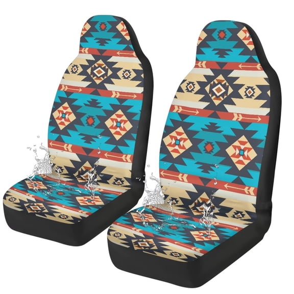 Yuyamidu Aztec Tribal Car Seat Covers for Front Seat Waterproof Auto Seat Cover Sets Gemoetric Auto Interior Accessories Universal for Cars Truck SUV Van