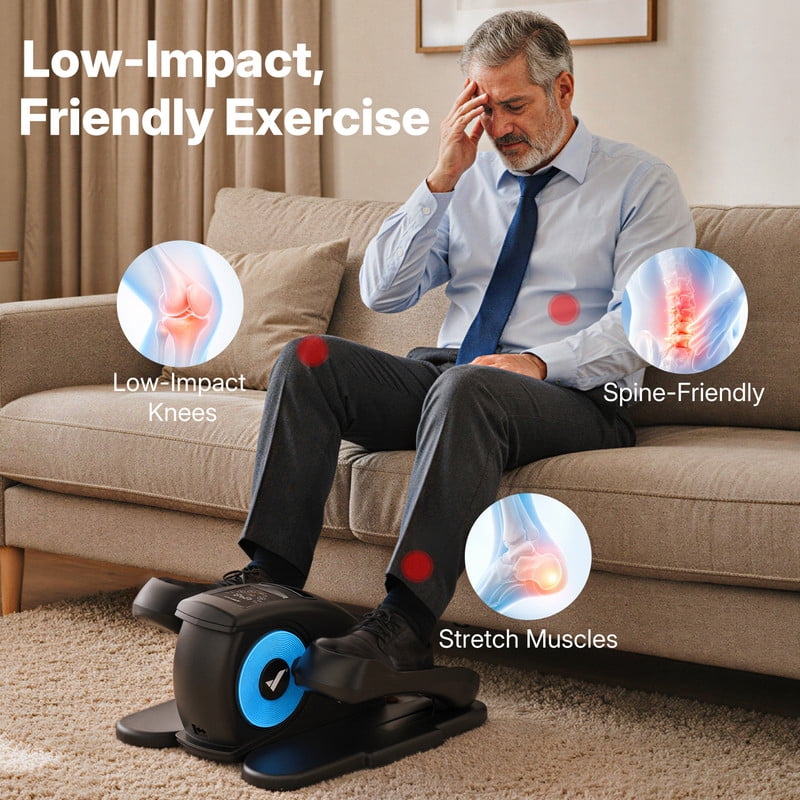 MERACH Under Desk Elliptical Machine, Quiet Electric Ellipse Leg Exerciser with Remote, 12 Speed Sit-Down Pedal Exerciser for Home & Office, Gift