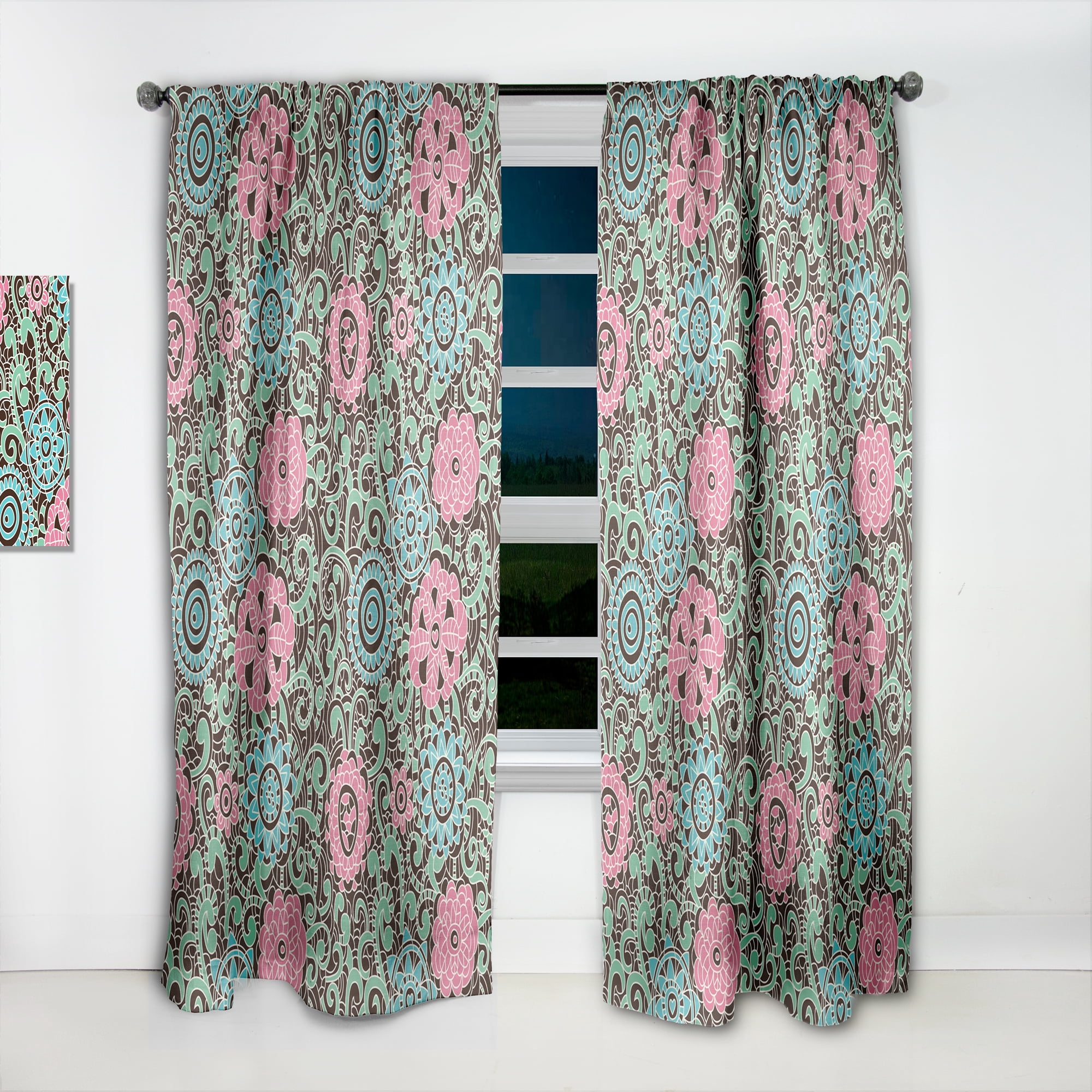 Designart 'Blossom Pink XXVI' Floral Curtain Panel