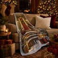 thumbnail image 3 of Warm Brown Snowy Porch Scene, Rustic Winter Porch Art Style for Winter Holiday Decor Enthusiasts, Housewarming Gift with Cozy Flannel Blanket, Home Decor for Living Room And Family Room And, 3 of 9