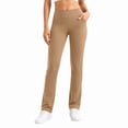 thumbnail image 5 of VBVC Women's Stretchy Straight Leg Yoga Pants , High Waisted Workout Leggings For Women , Ladies' Fall Winter Trousers with Pockets, *Khaki , Medium, 5 of 9