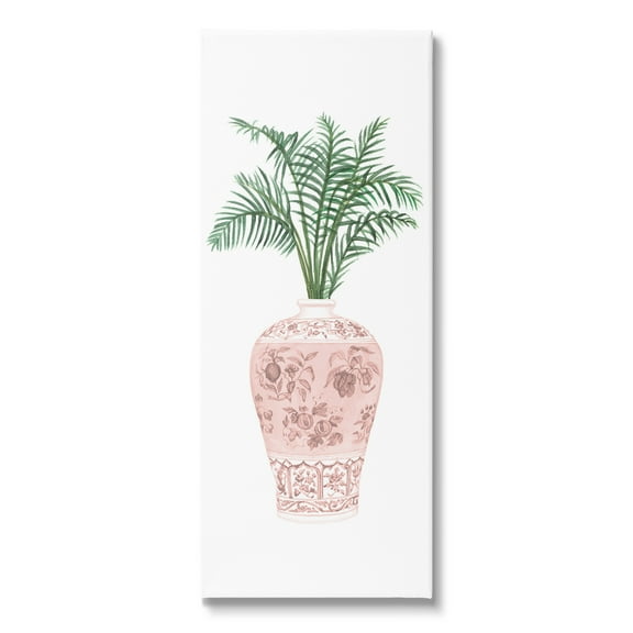 Stupell Industries Palm Leaves in Ornate Vase Botanical & Floral Painting Gallery Wrapped Canvas Art Print Wall Art, 10 x 24