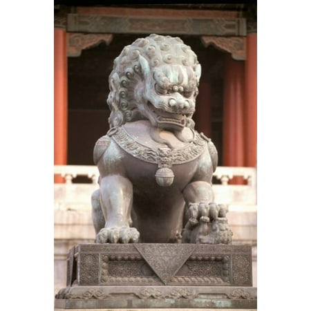 Bronze Lion China Beijing Forbidden City Bronze lion statue Canvas Art - Charles Crust DanitaDelimont (24 x 36) ()