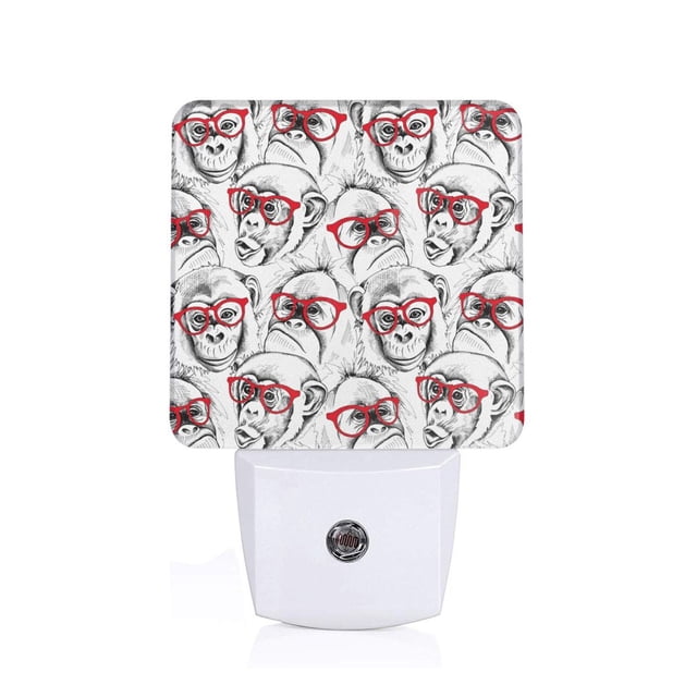 Balery Monkey Luz Nocturna LED con Sensor Automático, Enchufe con Sensor Crepuscular, Luz Suave de 0.5W para Dormitorio, Pasillo, Baño-US