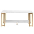 Ktaxon Modern Faux Marble Coffee Table, Gold Frame, 2 Tier Rectangle
