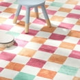 thumbnail image 5 of TOWN & COUNTRY PLAY Niko Checkmate Kid's Washable Area Rug, Soft & Plush, Safe Non-Slip Backing, Bedroom Rug, Dorm Decor, Playroom & Classroom Rugs, Red/Multi, 5'2"x7’2”, 5 of 12