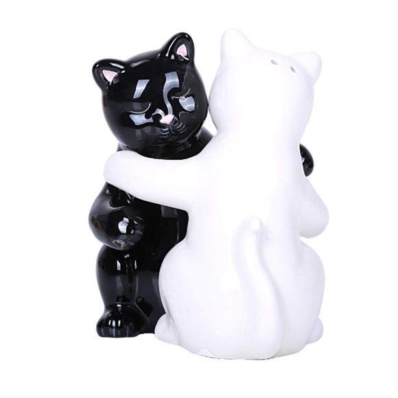 Pacific Giftware Ensemble de Salière et Poivrière Magnétiques en Céramique Blanches et Noires à Câliner