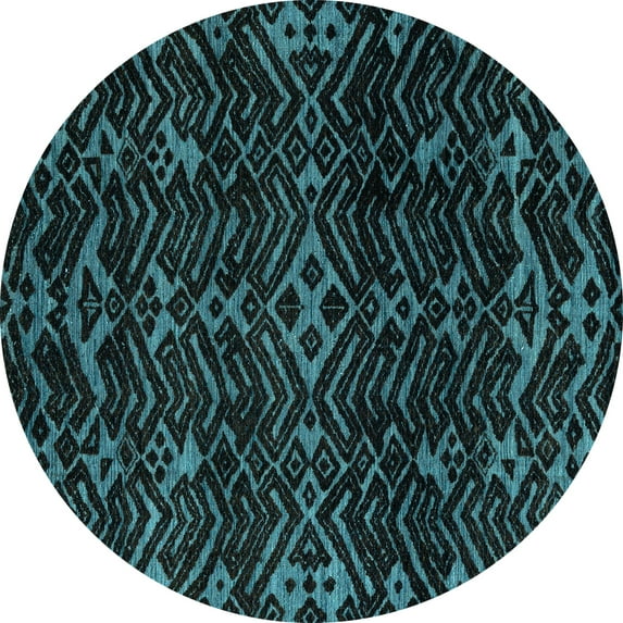 Ahgly Company Indoor Round Oriental Light Blue Modern Area Rugs, 8' Round
