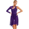 thumbnail image 2 of DPOIS Women's Figure Ice Skating Dress Long Sleeve Leotard Lyrical Dance Dress Purple S, 2 of 7